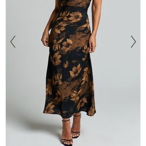 Elegant Black and Brown Floral dress